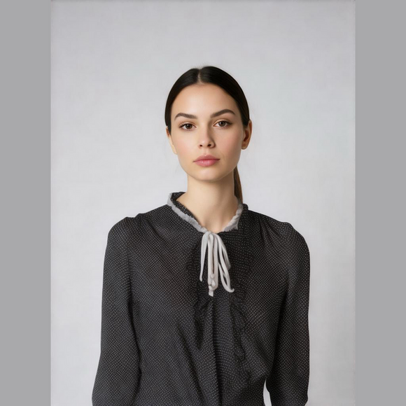 Monteau Tops - EUC Monteau Black and White Polka Dot Blouse Size XL